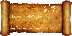 Haider Tünde névjegykártya